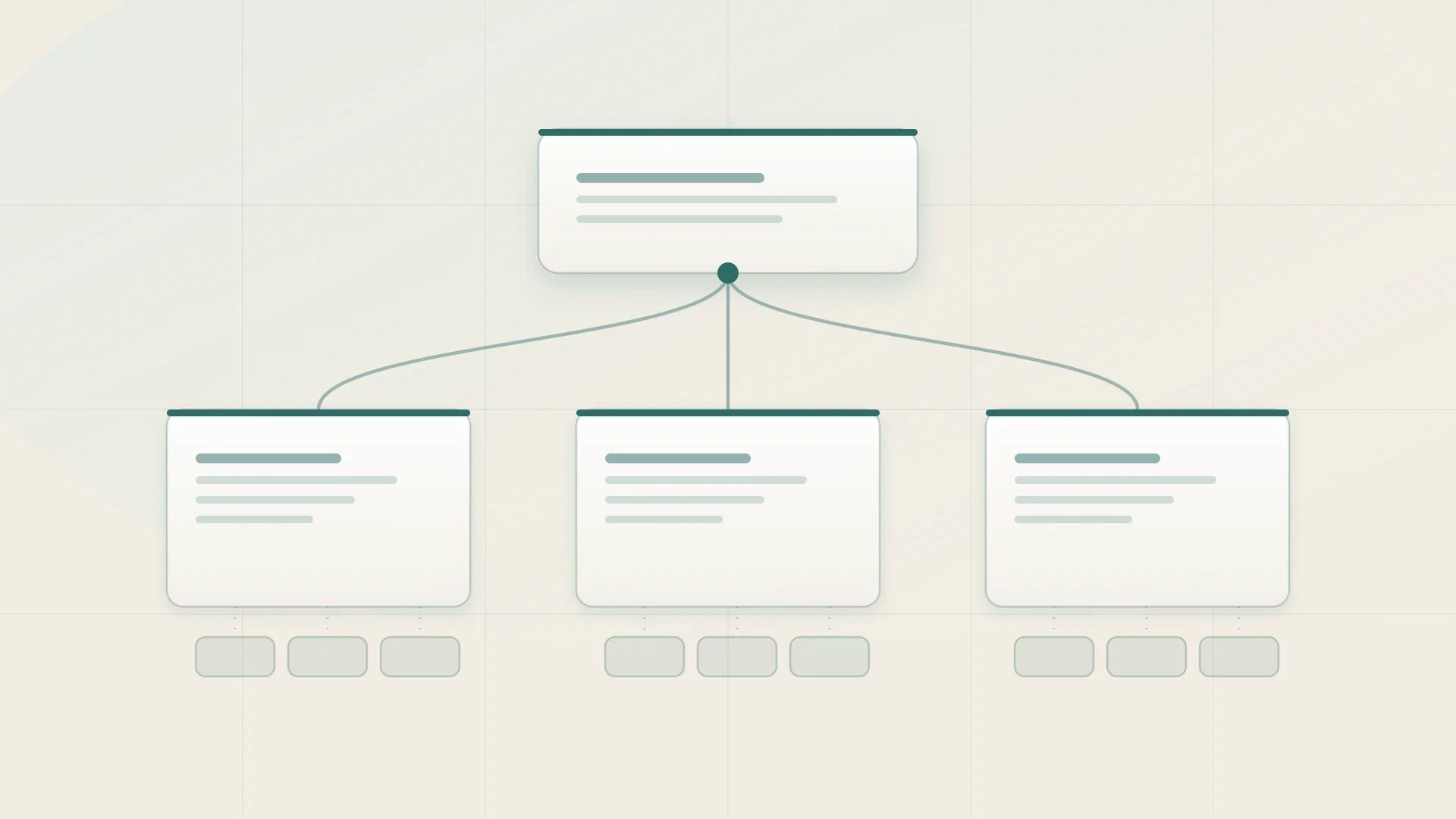 An abstract governance diagram: a central record connected to three panels representing meeting papers, an ownership ledger and a reporting view, all drawing from the same source.